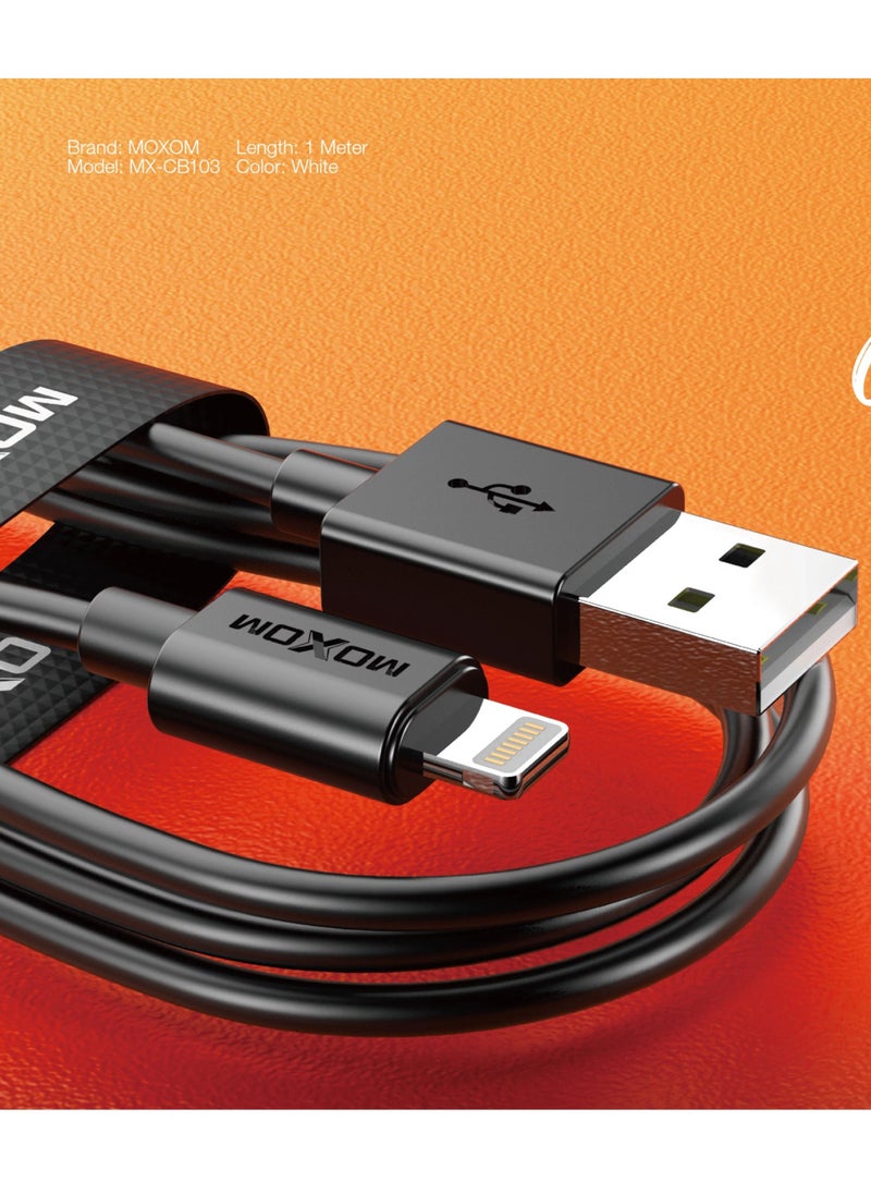 MOXOM CB103 Charging cable for Apple iPhone Black  - Image 4