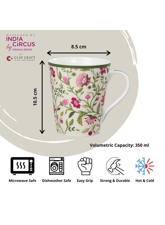 India Circus Floral Ceramic Tea, Milk or Coffee Mugs (Set of 2) 300ml Each, Multicolor, can be Used to Gift to Loved Ones (IC-MM2-CC4) - Image 4