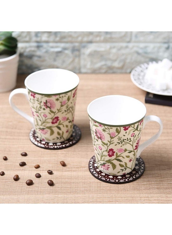 India Circus Floral Ceramic Tea, Milk or Coffee Mugs (Set of 2) 300ml Each, Multicolor, can be Used to Gift to Loved Ones (IC-MM2-CC4) - Image 3