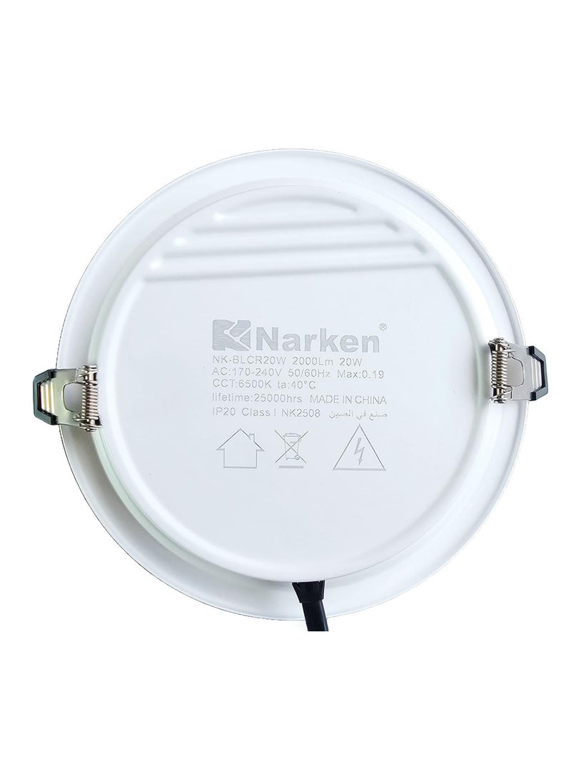 Narken 20W Daylight Cool white 6500K LED Power Saving Metal Body Back Lit Recessed Round Panel Ceiling Light 2000LM Ultra Brightness Cutting Hole. - Image 2