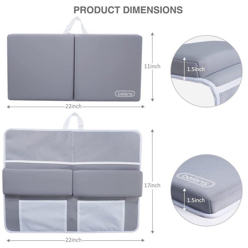 beiens Bath Kneeler and Elbow Rest Pad Set - 1.5'' Comfortable Baby Bath Kneeler Pads, Thick Quick Dry Kneeling Pad Support for Knee& Arm, Large Bathtub Mat with Toy Organizer for Happy Baby Bath Time - Image 5