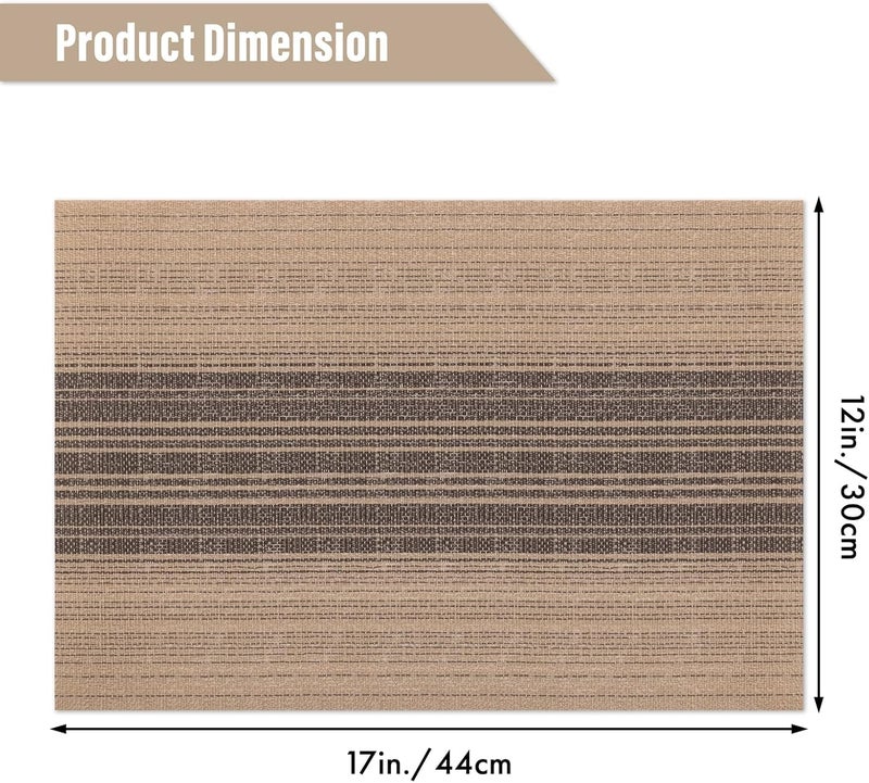 Cilveec Dining Table Mats 6 Pieces, Washable/Heat and Stain Resistant, Indoor/Outdoor Placemats, PVC Table Placemats, Beige & Black/ 6 PCS - Image 4