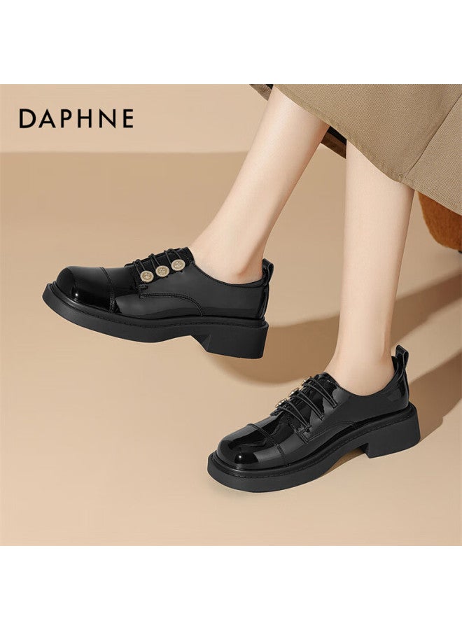 Daphne Women's Flats, Retro Coin Oxford Shoes, Slip-on Thick-soled Loafers, 4024404053, Black, Size 37 - Image 2