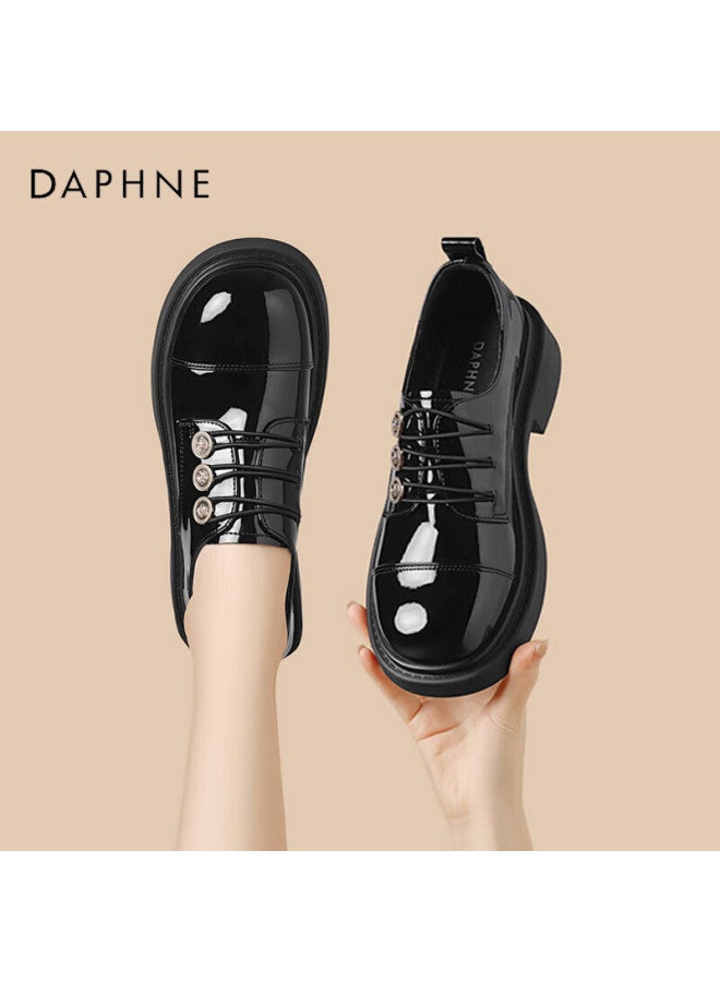 Daphne Women's Flats, Retro Coin Oxford Shoes, Slip-on Thick-soled Loafers, 4024404053, Black, Size 37 - Image 1