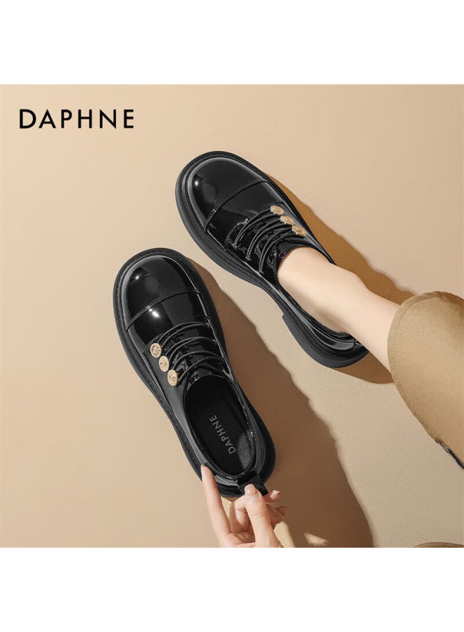 Daphne Women's Flats, Retro Coin Oxford Shoes, Slip-on Thick-soled Loafers, 4024404053, Black, Size 37 - Image 3