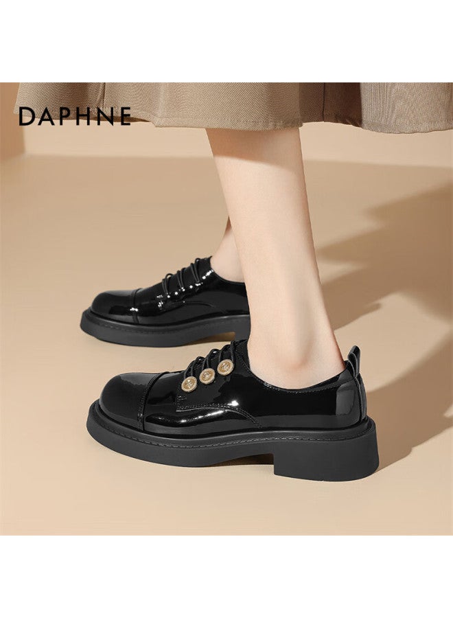 Daphne Women's Flats, Retro Coin Oxford Shoes, Slip-on Thick-soled Loafers, 4024404053, Black, Size 37 - Image 5