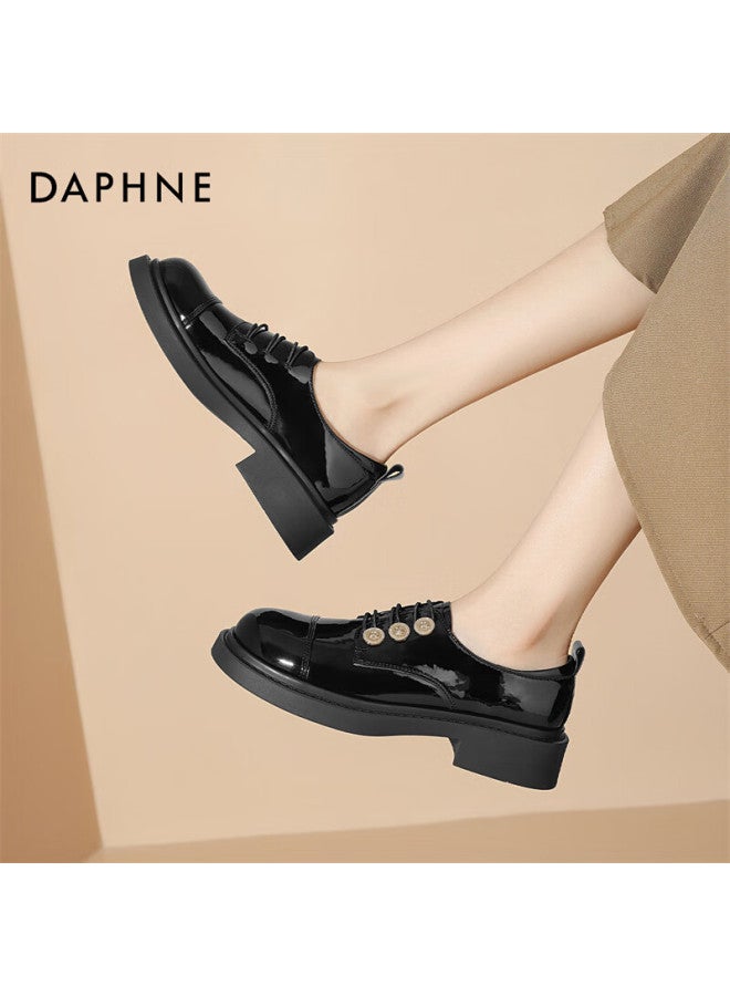 Daphne Women's Flats, Retro Coin Oxford Shoes, Slip-on Thick-soled Loafers, 4024404053, Black, Size 37 - Image 4