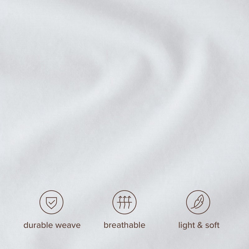 Bare Home 100% Organic Cotton Queen Duvet Cover Set - Crisp Percale Weave - Lightweight & Breathable - Cooling Duvet Cover Set (Queen, White) - Image 5