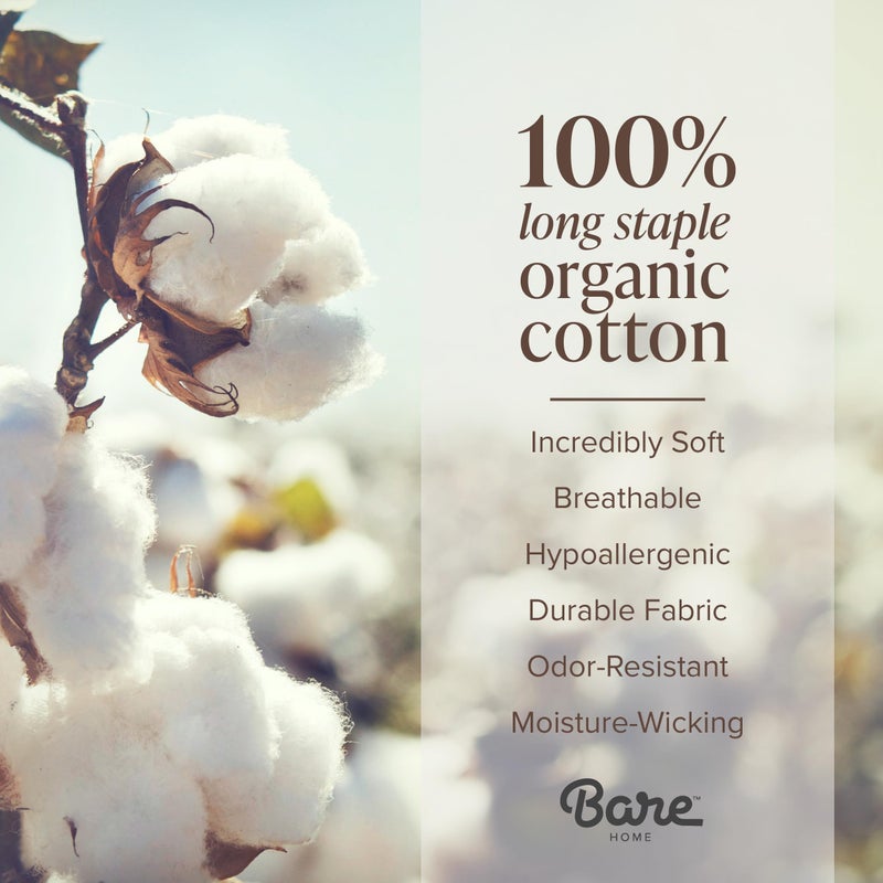 Bare Home 100% Organic Cotton Queen Duvet Cover Set - Crisp Percale Weave - Lightweight & Breathable - Cooling Duvet Cover Set (Queen, White) - Image 4