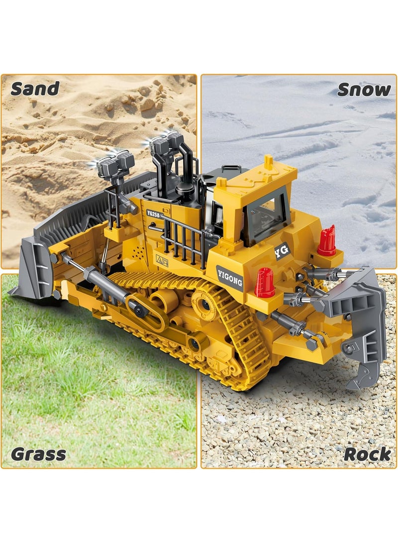 TIGER RC Bulldozer Toy with Remote Control, Metal Construction Vehicle Truck for Kids Age 7–12, Electric Tractor Loader with Lights & Sound, Rechargeable Birthday Gift - Image 5