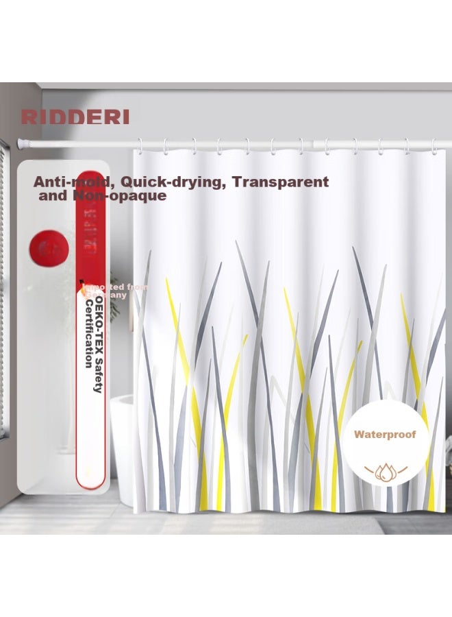 Ridder German Imported Shower Curtain, Waterproof And Mold-resistant, Bathroom Curtain, Shower Parion, 180*200cm, Lotus Summer Night