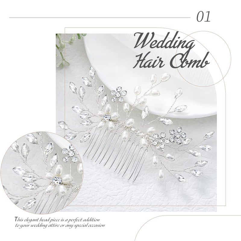 Bmirth Wedding Hair Comb Pearl Bride Headpieces Rhinestone Bridal Hair Jewelry Side Hair Accessories for Bridesmaids and Brides - Image 3