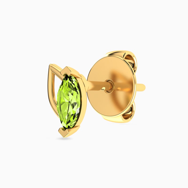 Miss L' by L'azurde Marquise Green Stones Stud Earrings in 14K Gold - Image 4