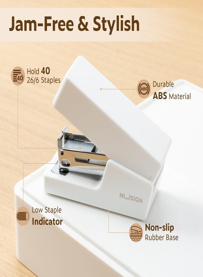 NUSIGN Mini Stapler with 830 Staples, Small Cute Desk Staplers, 25 Sheet Capacity, White - Image 4