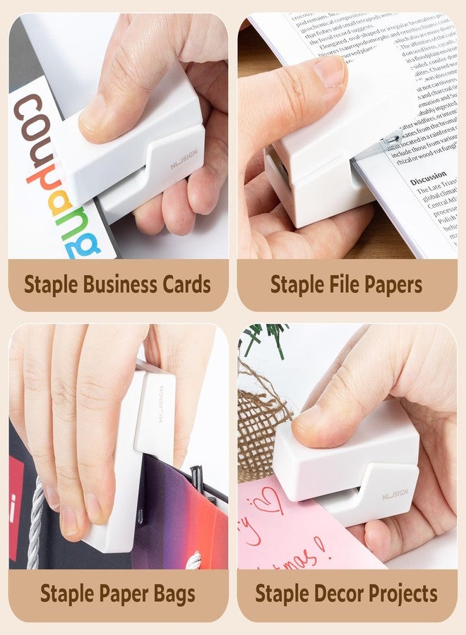 NUSIGN Mini Stapler with 830 Staples, Small Cute Desk Staplers, 25 Sheet Capacity, White - Image 5