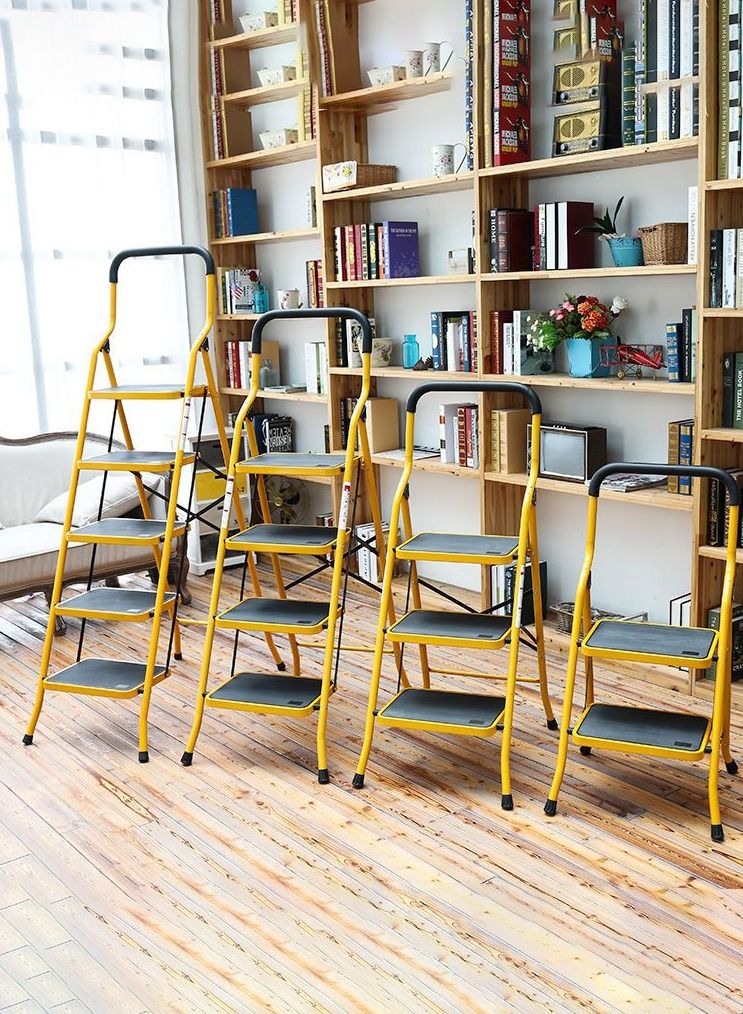 SUNRISE Ladders Step Foldable Ladder Folding 2 Steps Stool with Wide Anti-Slip Pedal Home  Steps Sturdy Steel Ladder Handy Handle Portable Steel Step Stool - Image 3