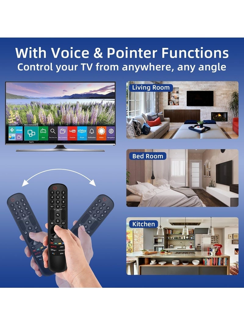 PopZa Universal LG Smart TV Remote Control Replacement for 2019–2024 LG TVs – Compatible with Magic Remote Models MR20GA, MR21GA, MR22GA, MR23GA, MR24GA – Voice Control, Pointer Function, Plug & Play, Ergonomic Design – 1-Year Warranty - Image 4