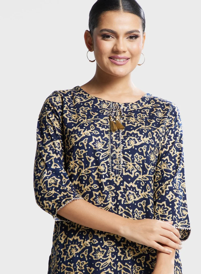 indya Tie Detail Printed Kurti