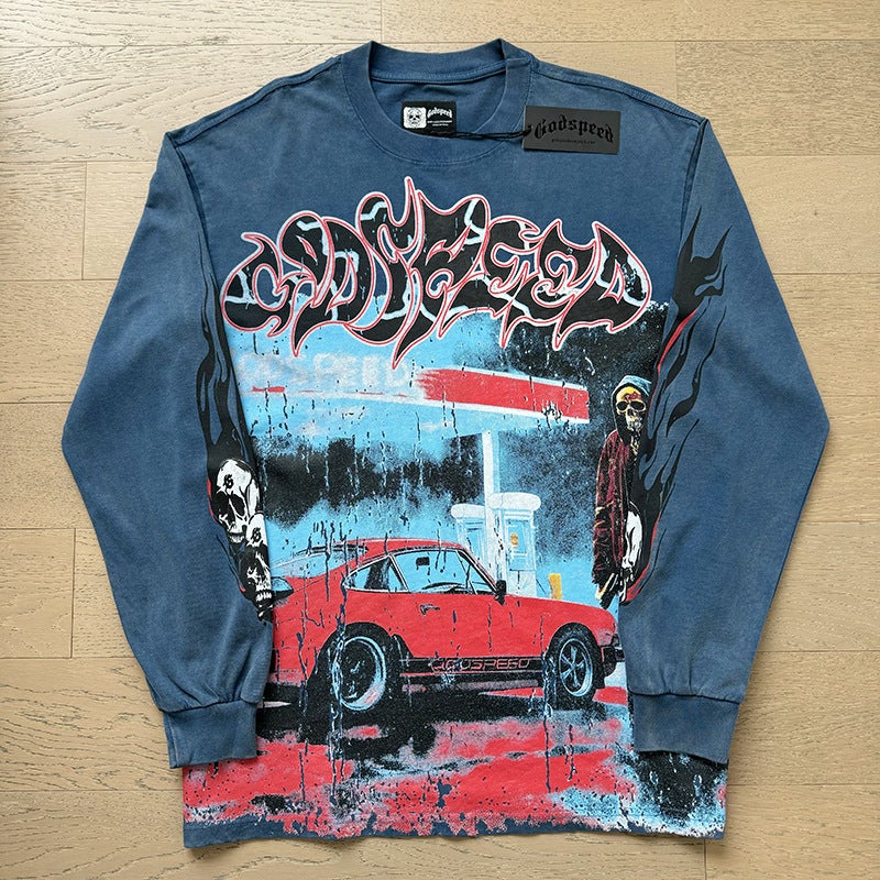 2025 Spring New Trendy Brand Men And Women Couple Wear Large Size Loose Pullover Long-Sleeved T-Shirt Youth Tee - Image 1