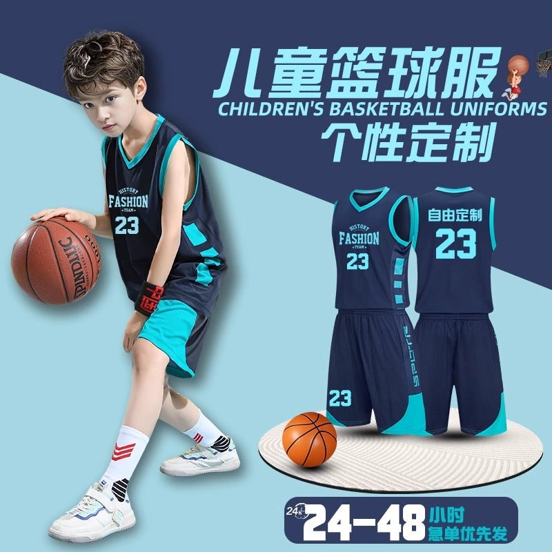 Children'S Basketball Uniform Suit Men'S Game Sports Team Uniform Women'S New Primary School Student Breathable Training Jersey Printed Number - Image 2