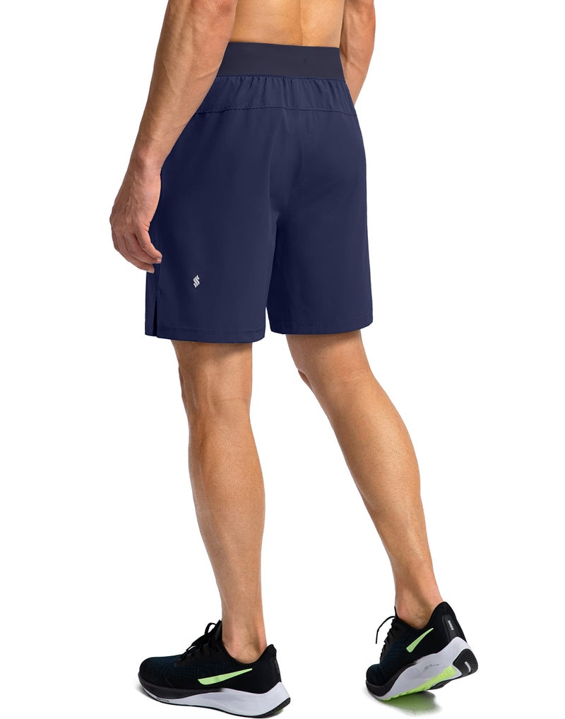 Soothfeel Men's Running Shorts with Zipper Pockets 7 Inch Lightweight Quick Dry Gym Athletic Workout Shorts for Men (Navy, L) - Image 4