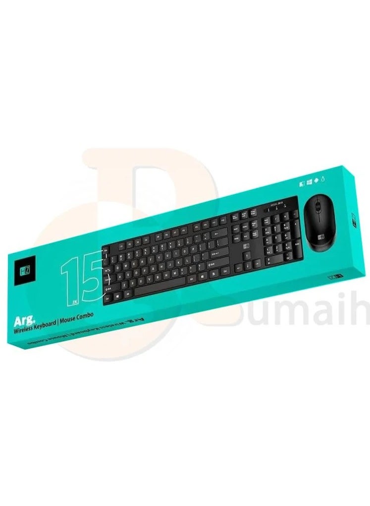 HEATZ Wireless Keyboard and Mouse Anti-Fade & Spill-Resistant Keys, 1600 DPI Mouse - ZK15 Black  - Image 5
