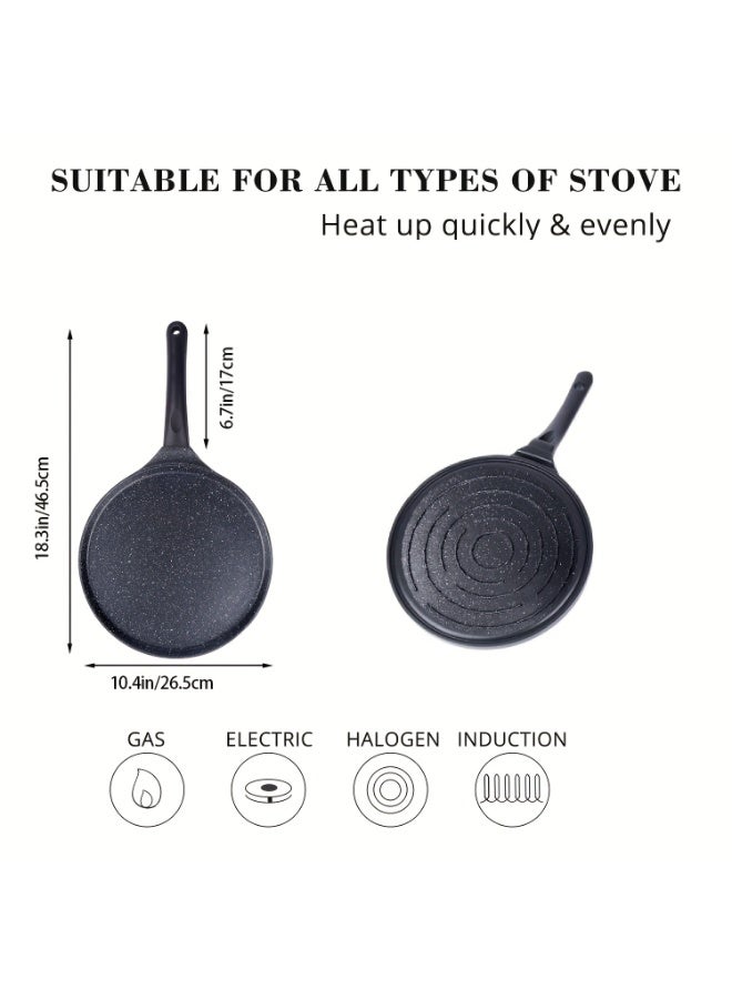 Premium Non-Stick Frying Pan - 26.5cm Crepe Pan with Granite Coating | Ideal for Pancakes, Pizzas & More | Multi-Stove Compatible Frypan | Frying Pan Non Sticky, Crepe Pan, 26.5cm Frying Pan - Image 4