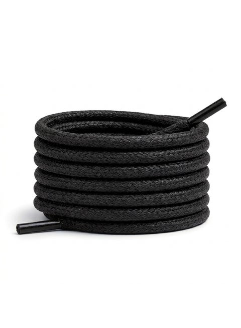 Round waxed cotton shoelaces for men's and women's boots, sneakers, ankle boots, and dress shoes - available in two pairs in various lengths and colors