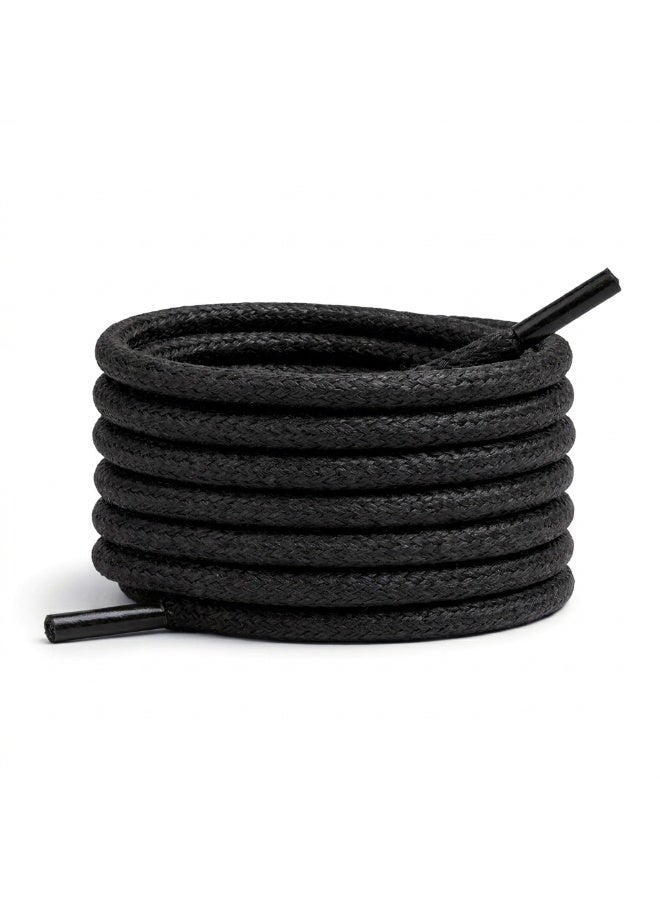 Round waxed cotton shoelaces for men's and women's boots, sneakers, ankle boots, and dress shoes - available in two pairs in various lengths and colors - Image 1