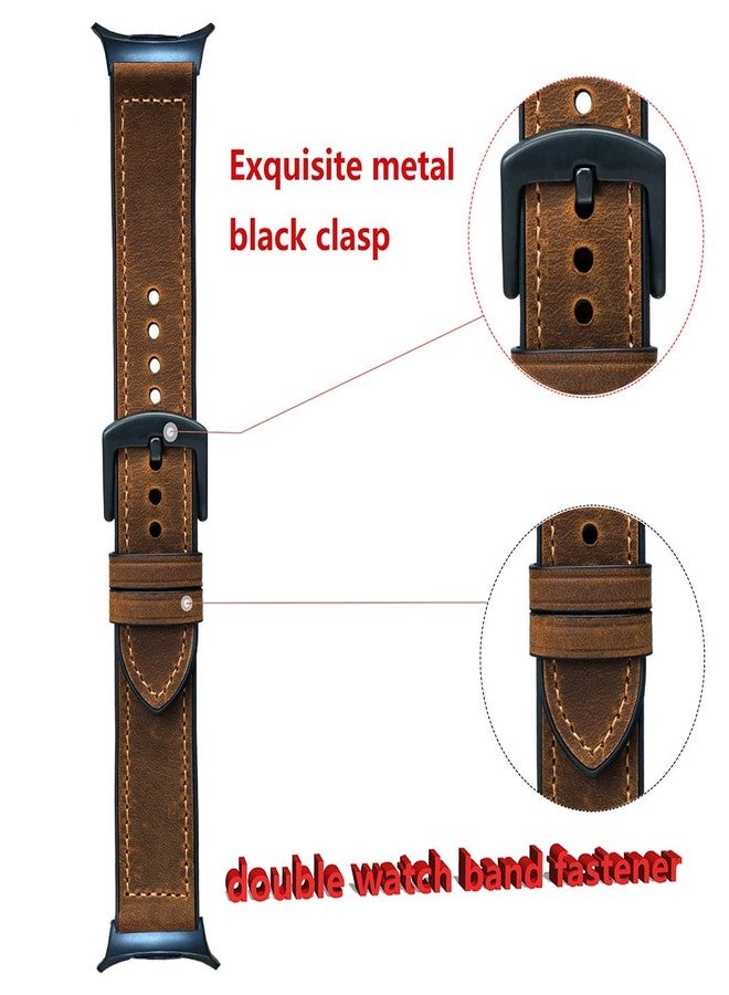 OTOPO for Samsung Galaxy Watch 8/7 Ultra 47mm Bands 2025/2024 Men Women, No Gaps Soft Genuine Leather with Silicone Sweatproof Wrist Strap with Stainless Steel Buckle for Galaxy Watch Ultra Smartwatch - Image 5