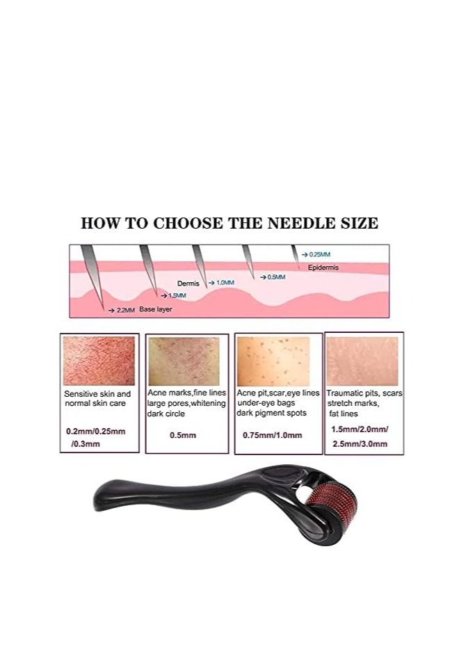 Derma Roller مجموعة ديرما رولر، 4 عبوات - (0.5 مم/0.75 مم/1 مم/1.5 مم) 540 إبرة دقيقة من التيتانيوم | العناية بالبشرة والوجه | أدوات تدليك احترافية - Image 5
