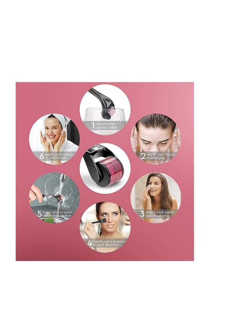 Derma Roller مجموعة ديرما رولر، 4 عبوات - (0.5 مم/0.75 مم/1 مم/1.5 مم) 540 إبرة دقيقة من التيتانيوم | العناية بالبشرة والوجه | أدوات تدليك احترافية - Image 4