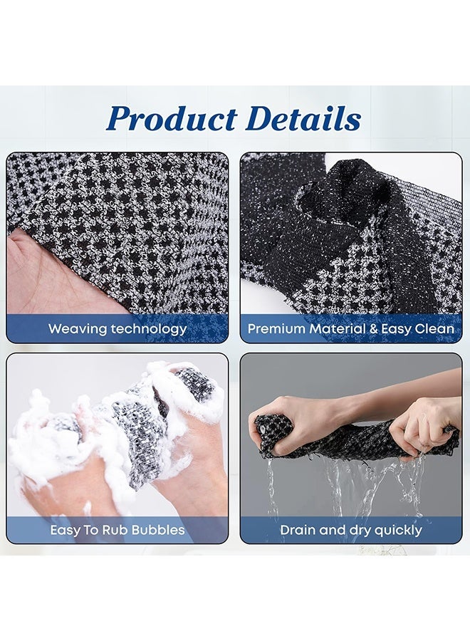 2 Pcs Japanese Exfoliating Shower Towel, Extra Long Deep Exfoliating Washcloth Body Scrub Loofah Back Scrubber for Men Women-Black - Image 4
