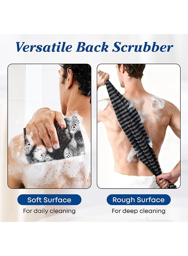 2 Pcs Japanese Exfoliating Shower Towel, Extra Long Deep Exfoliating Washcloth Body Scrub Loofah Back Scrubber for Men Women-Black - Image 5