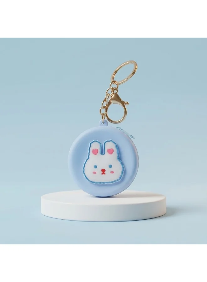 Mobcos Blue Rabbit MOBCOS Mini Pouch Keychain – Cute Round Zipper Coin Purse & Multipurpose Mini Storage Bag with Keyring for Coins, Cash, Keys and Small Essentials | Blue Rabbit  | Best Price UAE