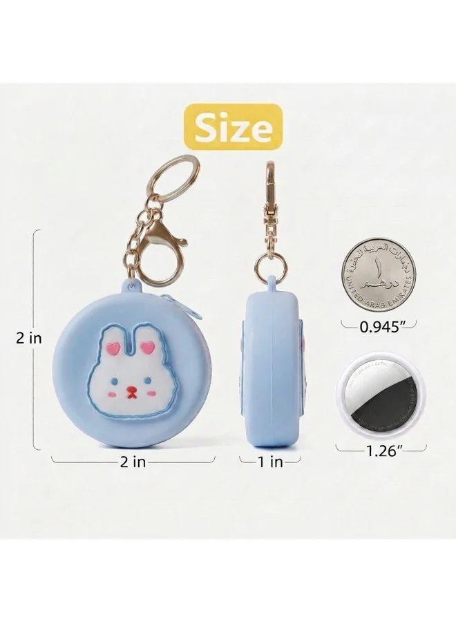 Mobcos Blue Rabbit MOBCOS Mini Pouch Keychain – Cute Round Zipper Coin Purse & Multipurpose Mini Storage Bag with Keyring for Coins, Cash, Keys and Small Essentials | Blue Rabbit  | Best Price UAE