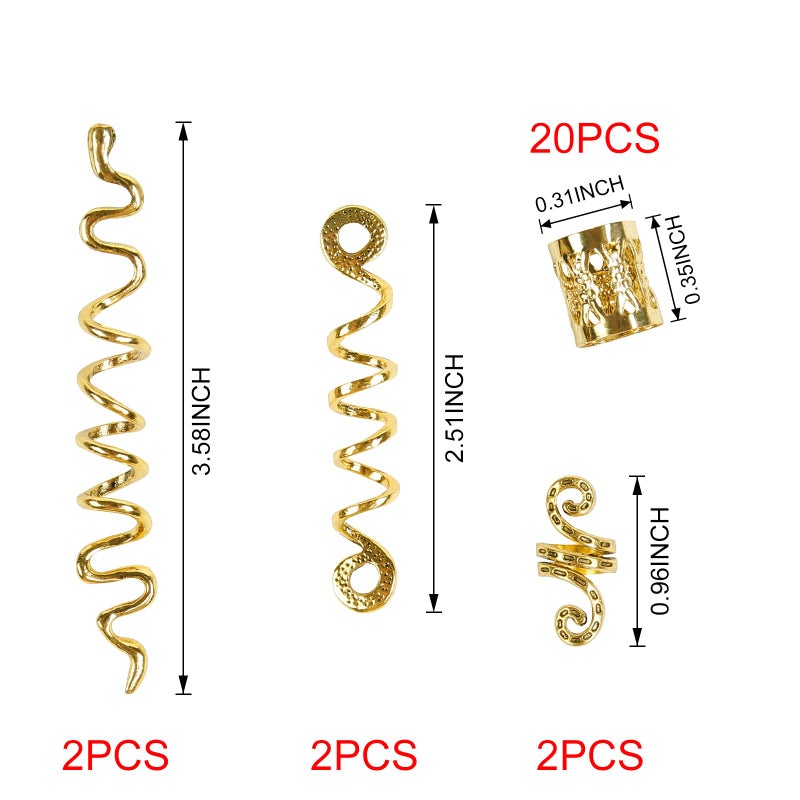 TEBIEKOY 26pcs Gold Hair Accessories for Women Loc Hair Jewelry for Braids Metal Dreadlock Beads Set Snake Hair Clips Decoration Gold - Image 3