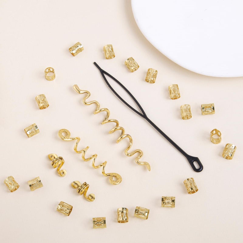 TEBIEKOY 26pcs Gold Hair Accessories for Women Loc Hair Jewelry for Braids Metal Dreadlock Beads Set Snake Hair Clips Decoration Gold - Image 2