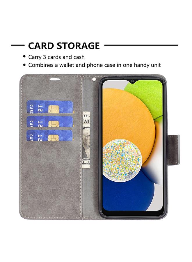 S-TOP Case For Samsung Galaxy A03 166mm Lambskin Texture Pure Color Flip Leather Phone Case - Image 5