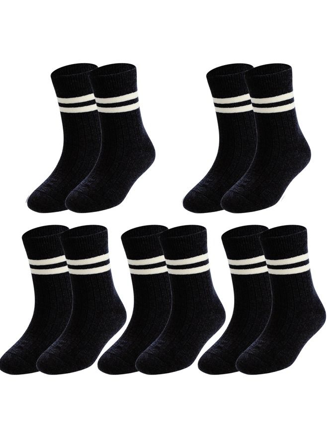 Human feelings Pack of 5 Pattern Black Striped Kids Toddler Crew Socks  - Image 1