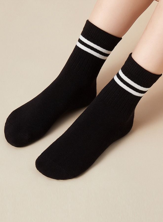 Human feelings Pack of 5 Pattern Black Striped Kids Toddler Crew Socks  - Image 2