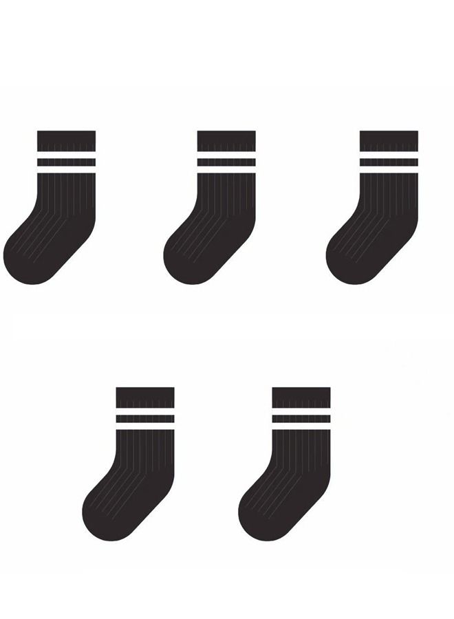 Human feelings Pack of 5 Pattern Black Striped Kids Toddler Crew Socks  - Image 3