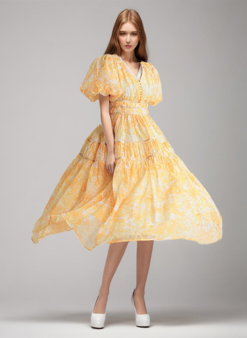Madam Uniq Tiered Chiffon Dress - Image 1