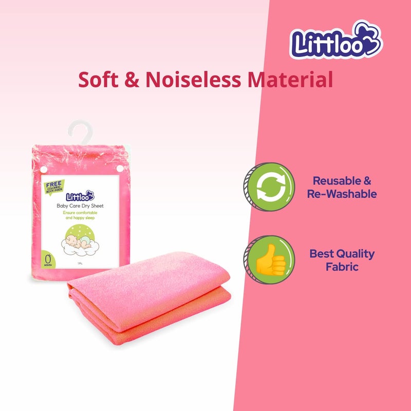 Littloo Baby Care Dry Sheet| Waterproof| Comfortable and Soft Material| Prevents Bedsheet Spoilage| for Relaxed and Wet-free Baby Sleep|Super- Absorbent (Pink) - Image 4