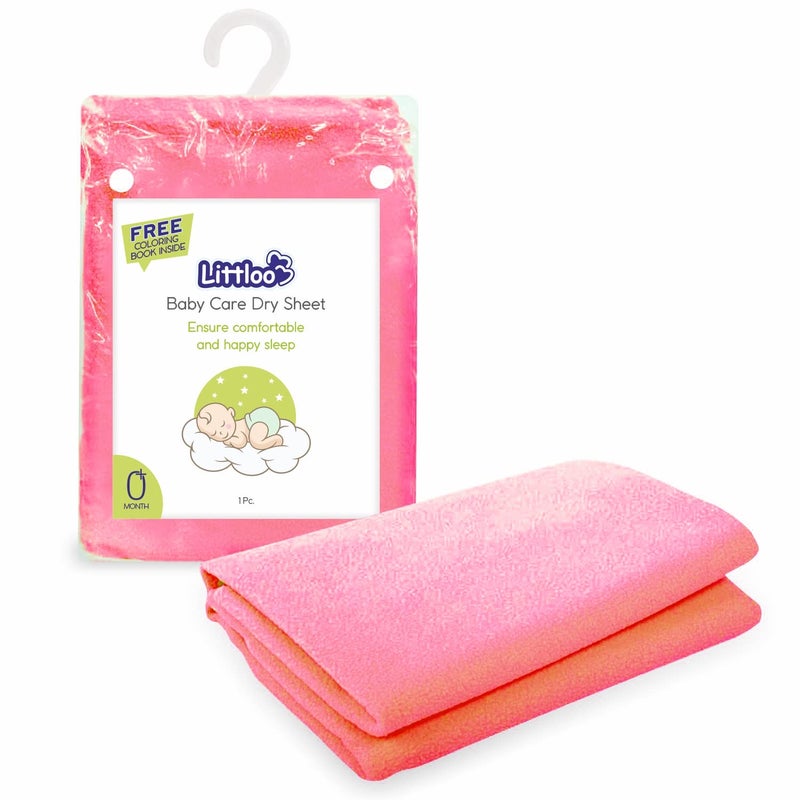 Littloo Baby Care Dry Sheet| Waterproof| Comfortable and Soft Material| Prevents Bedsheet Spoilage| for Relaxed and Wet-free Baby Sleep|Super- Absorbent (Pink) - Image 1
