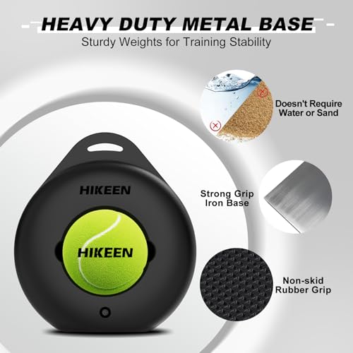 Hikeen Premium Tennis Trainer Rebound with Metal Base,Portable Solo Tennis Trainer Set with 3 Highly Elastic String Balls,Tennis Practice Equipment for Adult Kids an Beginners - Black - Image 2