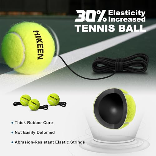 Hikeen Premium Tennis Trainer Rebound with Metal Base,Portable Solo Tennis Trainer Set with 3 Highly Elastic String Balls,Tennis Practice Equipment for Adult Kids an Beginners - Black - Image 3