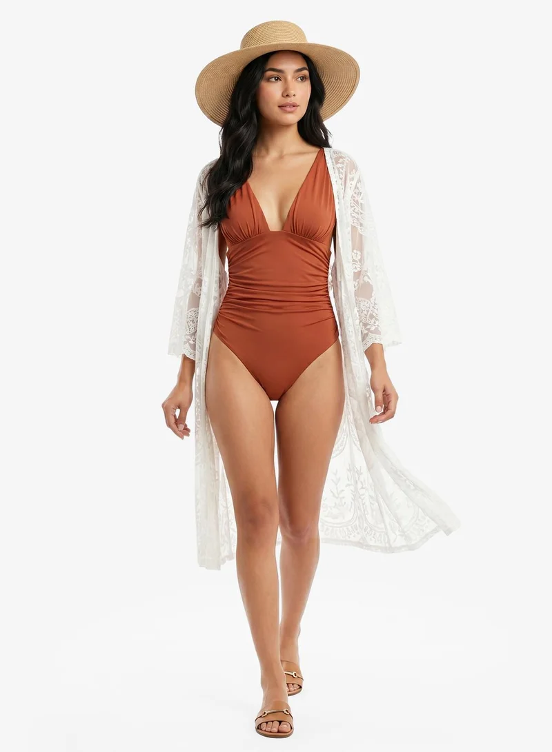 Guess  V-Neck High Leg Swimsuit for Women | Best Price UAE