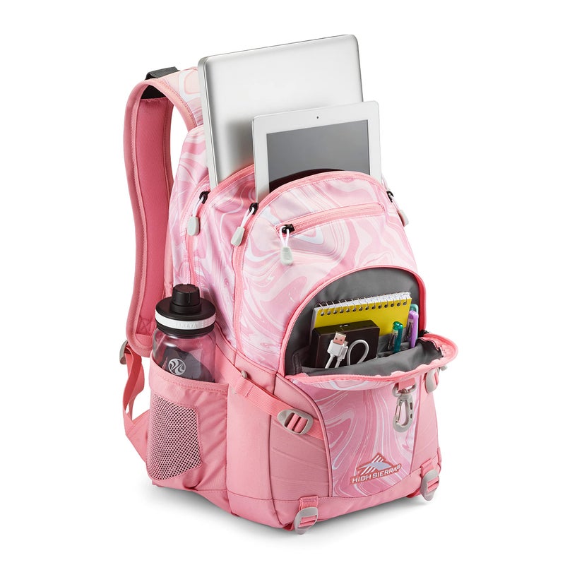 High Sierra Loop Backpack, Travel, or Work Bookbag with tablet sleeve, One Size, Pink Marble - Bubblegum Pink - Image 4