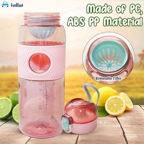 FunBlast Stylish Water Bottle 600 ML - Unbreakable, Anti-Leak Proof, Durable, BPA Free, Non-Toxic for Home, Office, Gym, Trekking (Pink) - Image 5